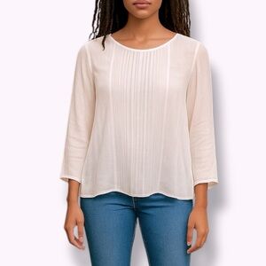 Alice + Olivia | Ivory Peasant Top XS Boho Cottage Core Quiet Luxury Festival